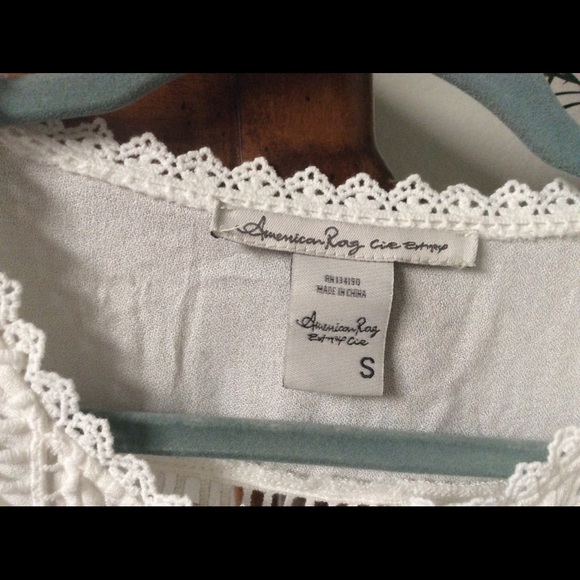 Boho white cropped blouse, shirt, size S - Picture 4 of 4